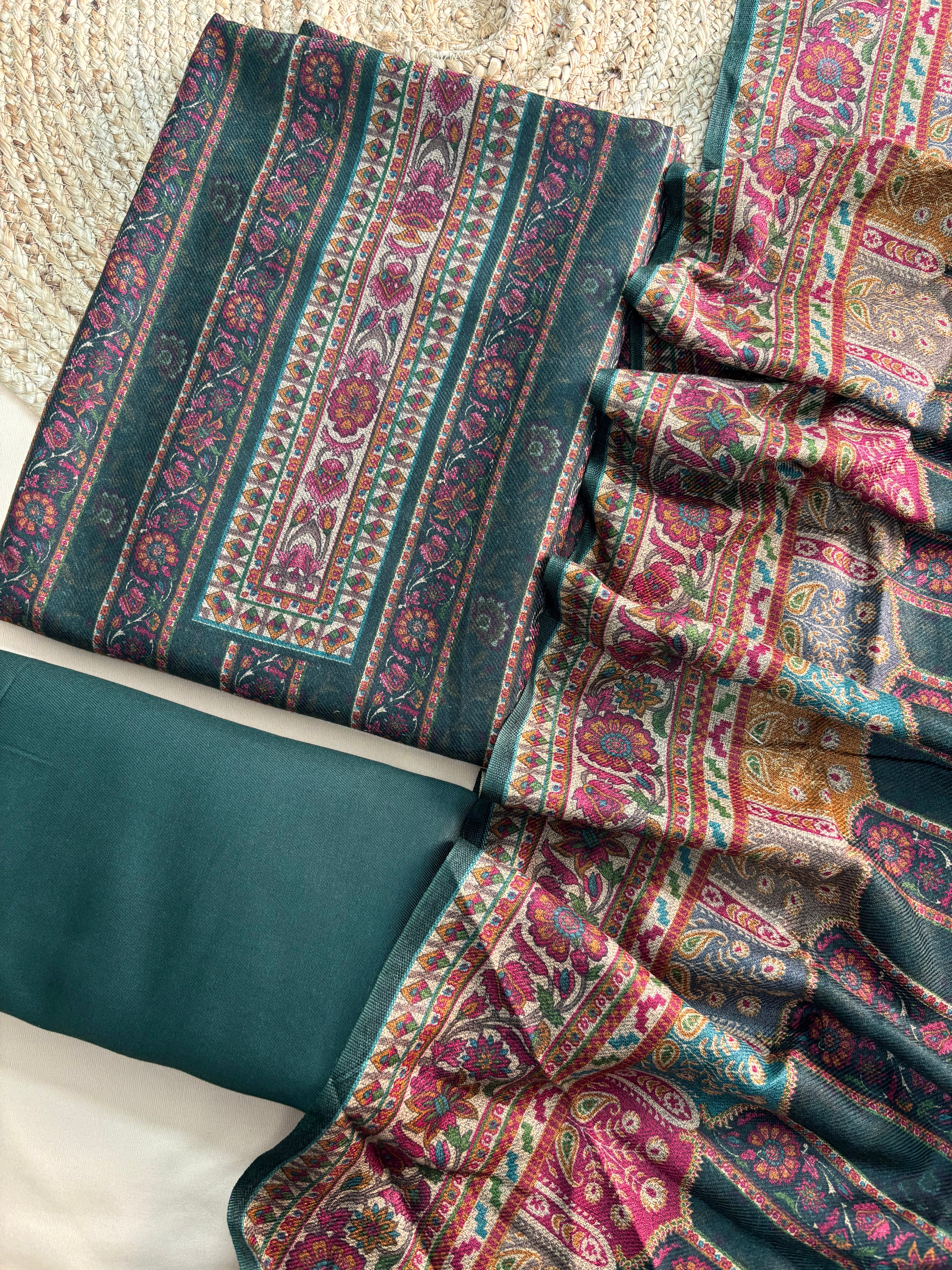 Bottle Green Pashmina Suit